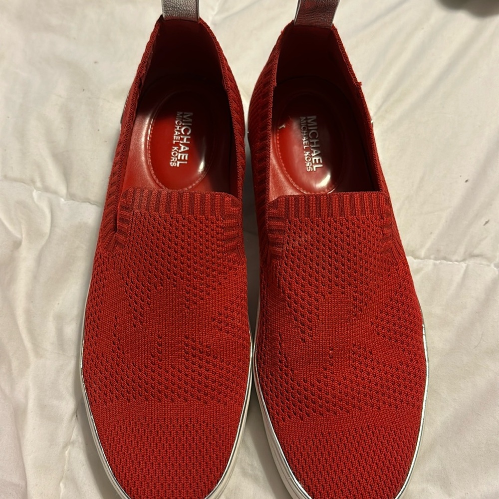 Michael Kors stretch knit women’s loafers.